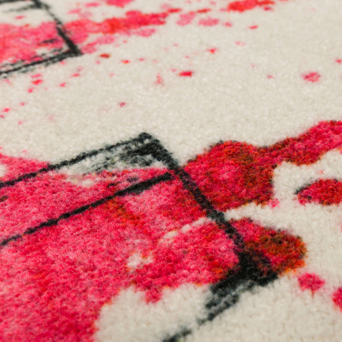 Abstract Wine Glass Red & White Accent Rug