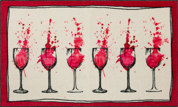 Abstract Wine Glass Red & White Accent Rug