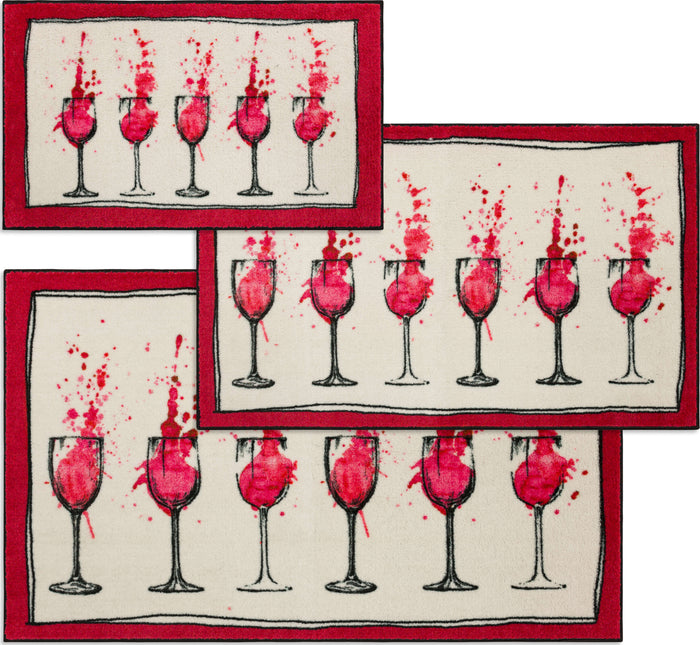 Abstract Wine Glass Red & White Accent Rug