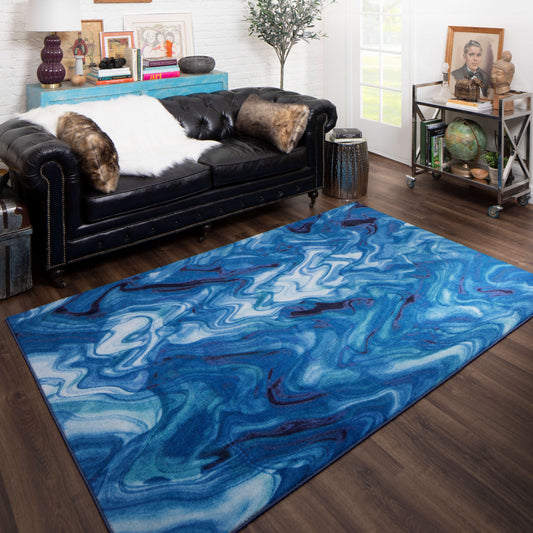 Technicolor Color Crush Blue Area Rug