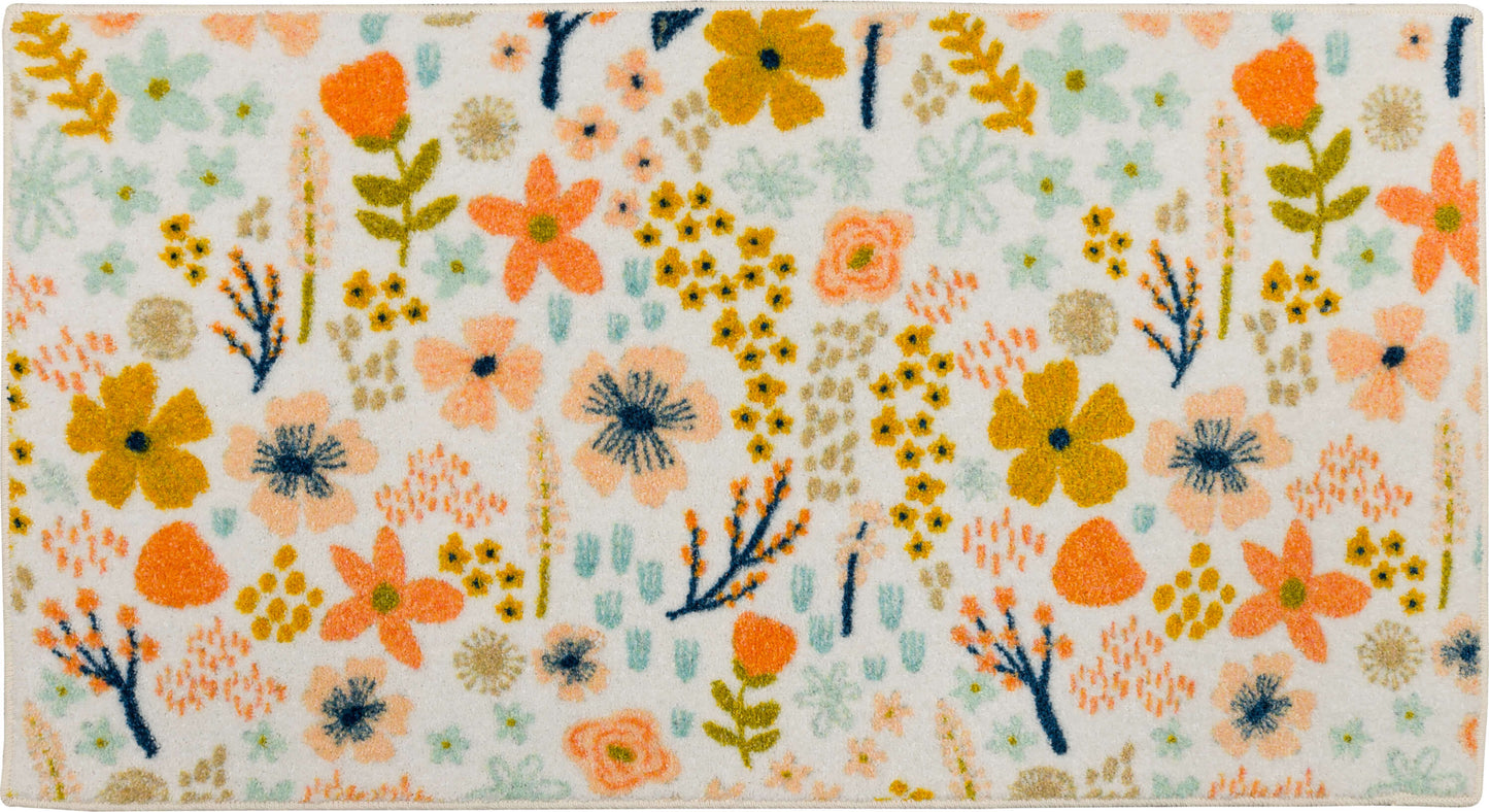 Whimsical Floral Cream Accent Rug