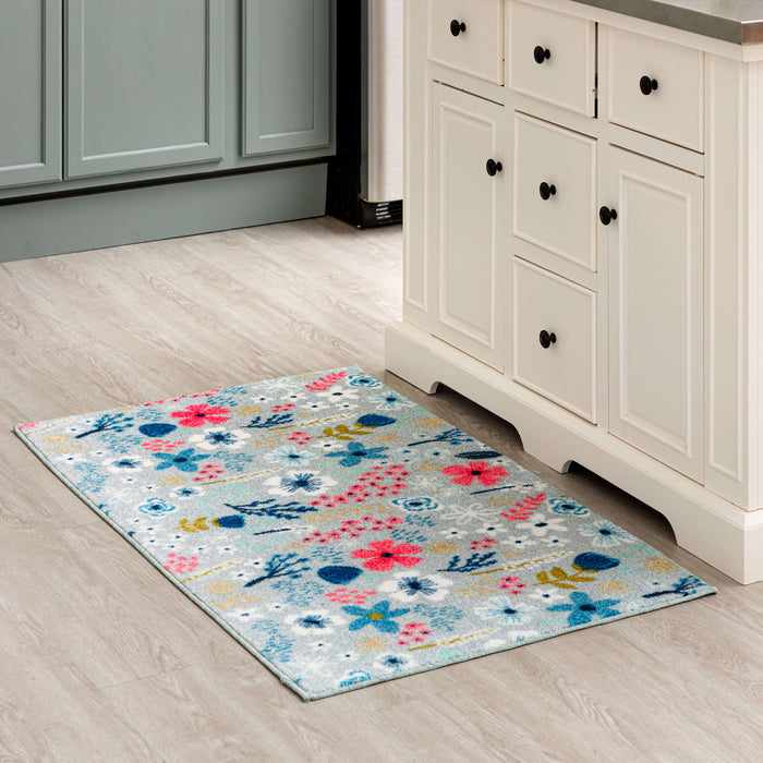 Whimsical Floral Multicolor Accent Rug