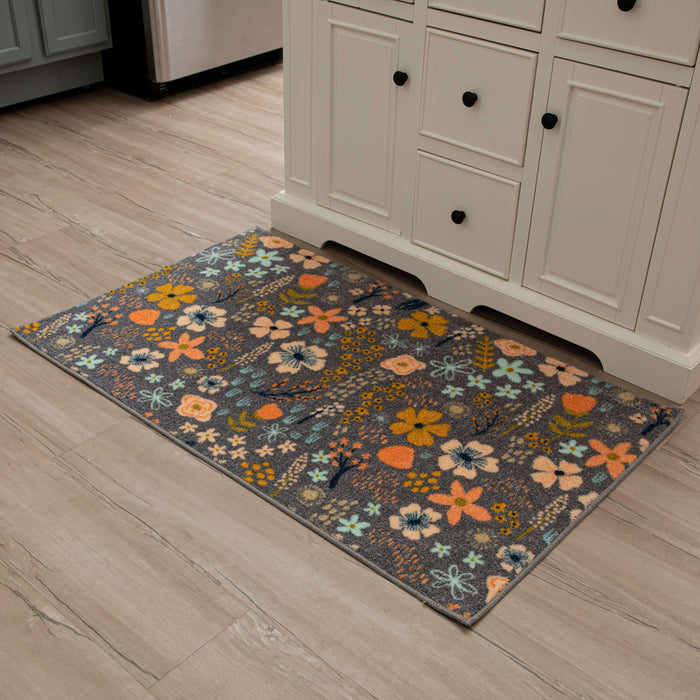 Whimsical Floral Pale Pink Accent Rug