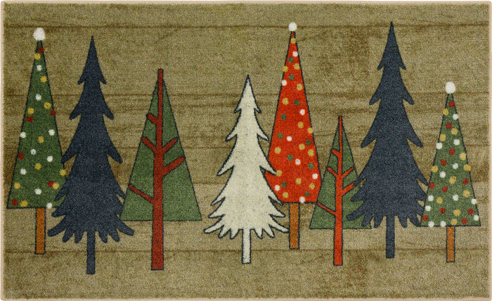 Wooden Holiday Trees Multi Accent Rug