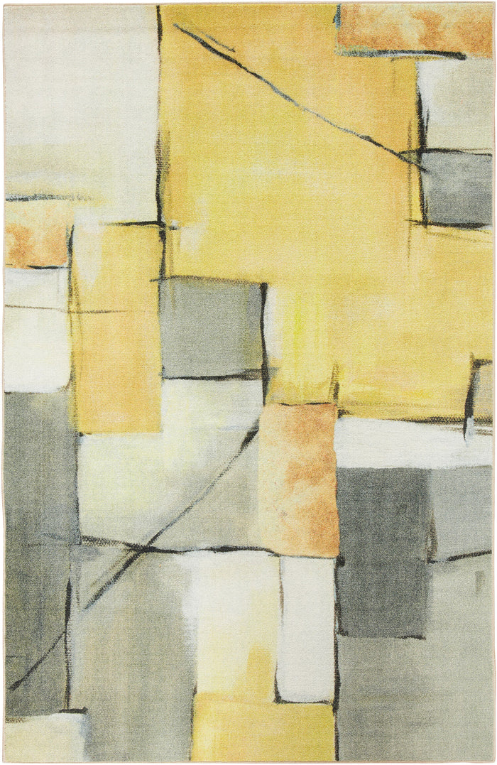 Technicolor Artistic Geo Gray & Yellow Area Rug