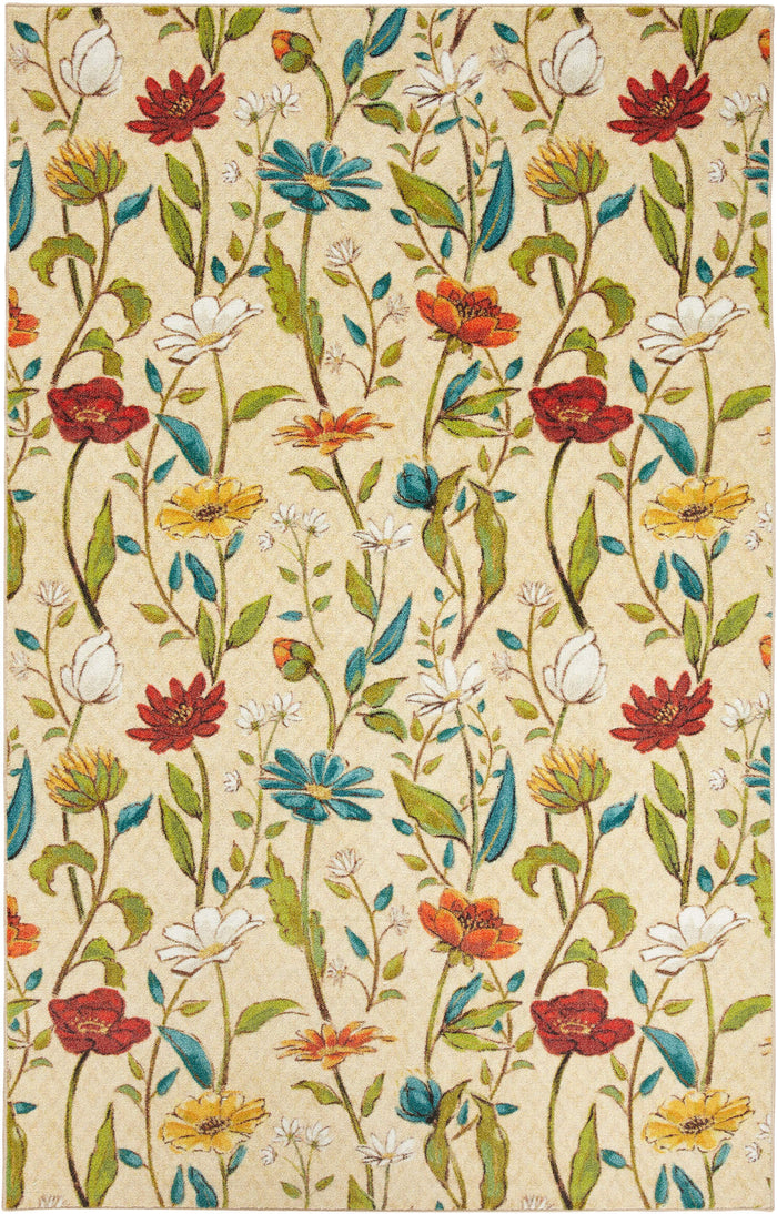 Technicolor Meadow White & Green Area Rug