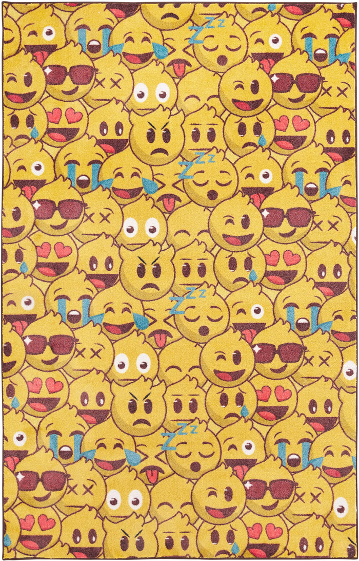 Technicolor Emoticon Yellow Area Rug