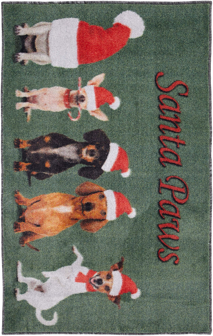 Technicolor Santa's Puppy Gray & Red Mat