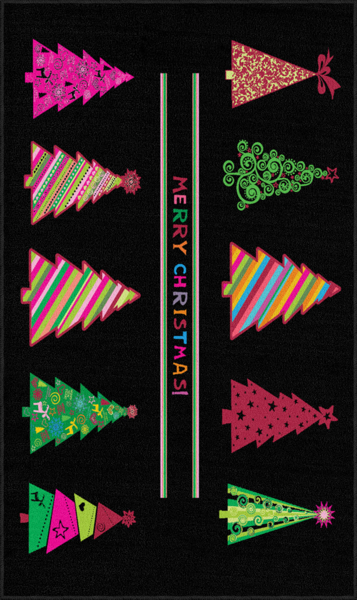 Colorful Christmas Black & Pink Mat